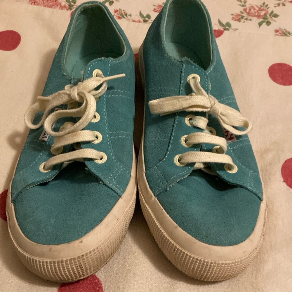 Superga teal suede sneakers  ladies 7